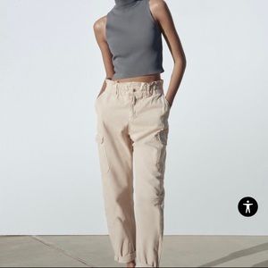 Zara high waist paper bag cargo pants size 26/2/34